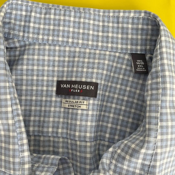 Van Heusen Flex Regular Fit Stretch Shirt, Blue Gray and White, Size 2XL - Picture 4 of 7